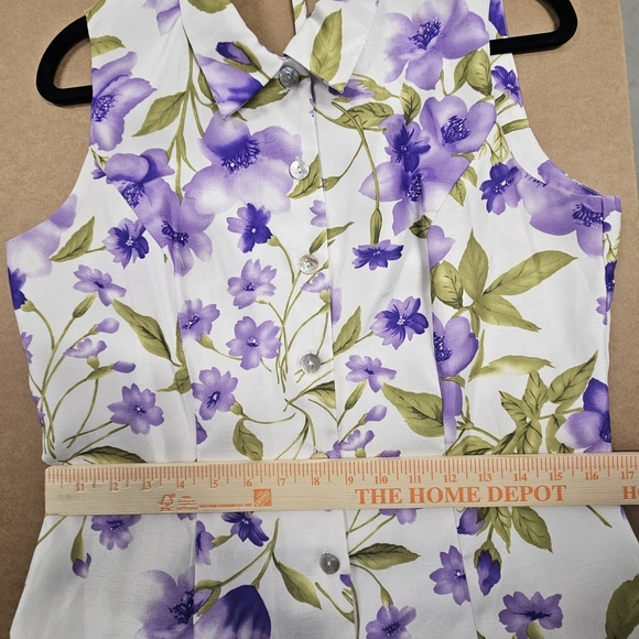 0003 Betsy's Things Sleeveless Button Maxi Dress White Purple Floral Size 12 - Picture 9 of 11